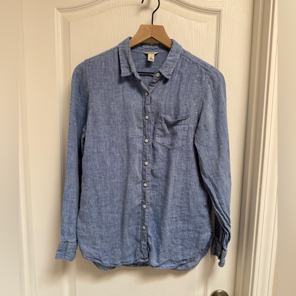 LL Bean Linen Button Up size small